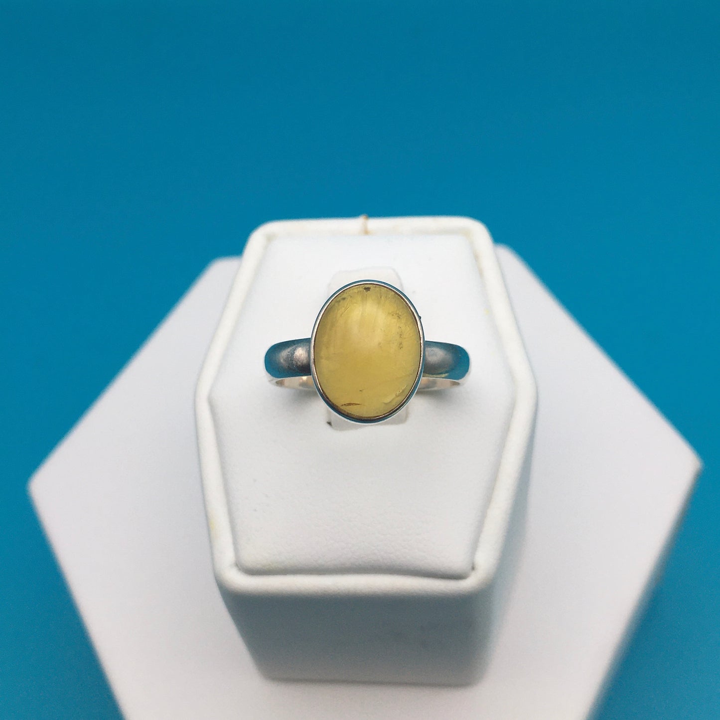 Amber Sterling Silver Ring size 8