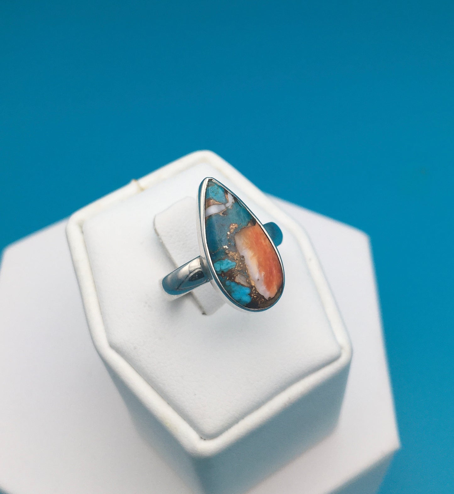 Spiny Oyster Arizona Turquoise Sterling Silver Ring size 6