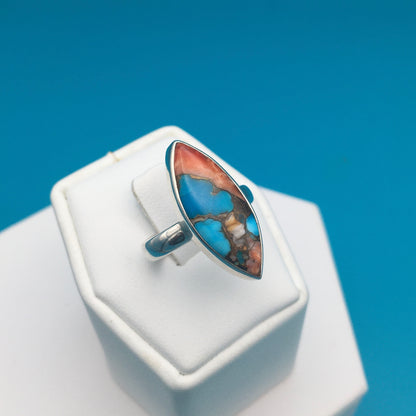 Spiny Oyster Arizona Turquoise Sterling Silver Ring size 7