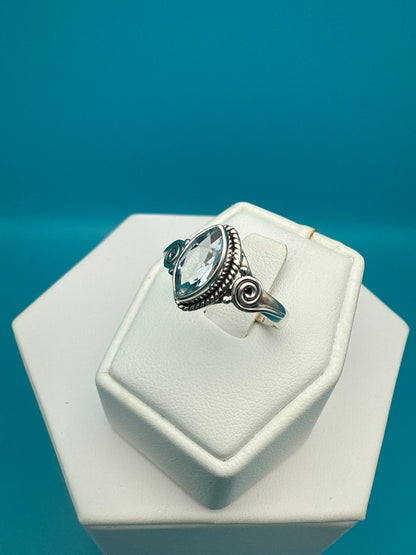 Blue Topaz Sterling Silver Ring size 9