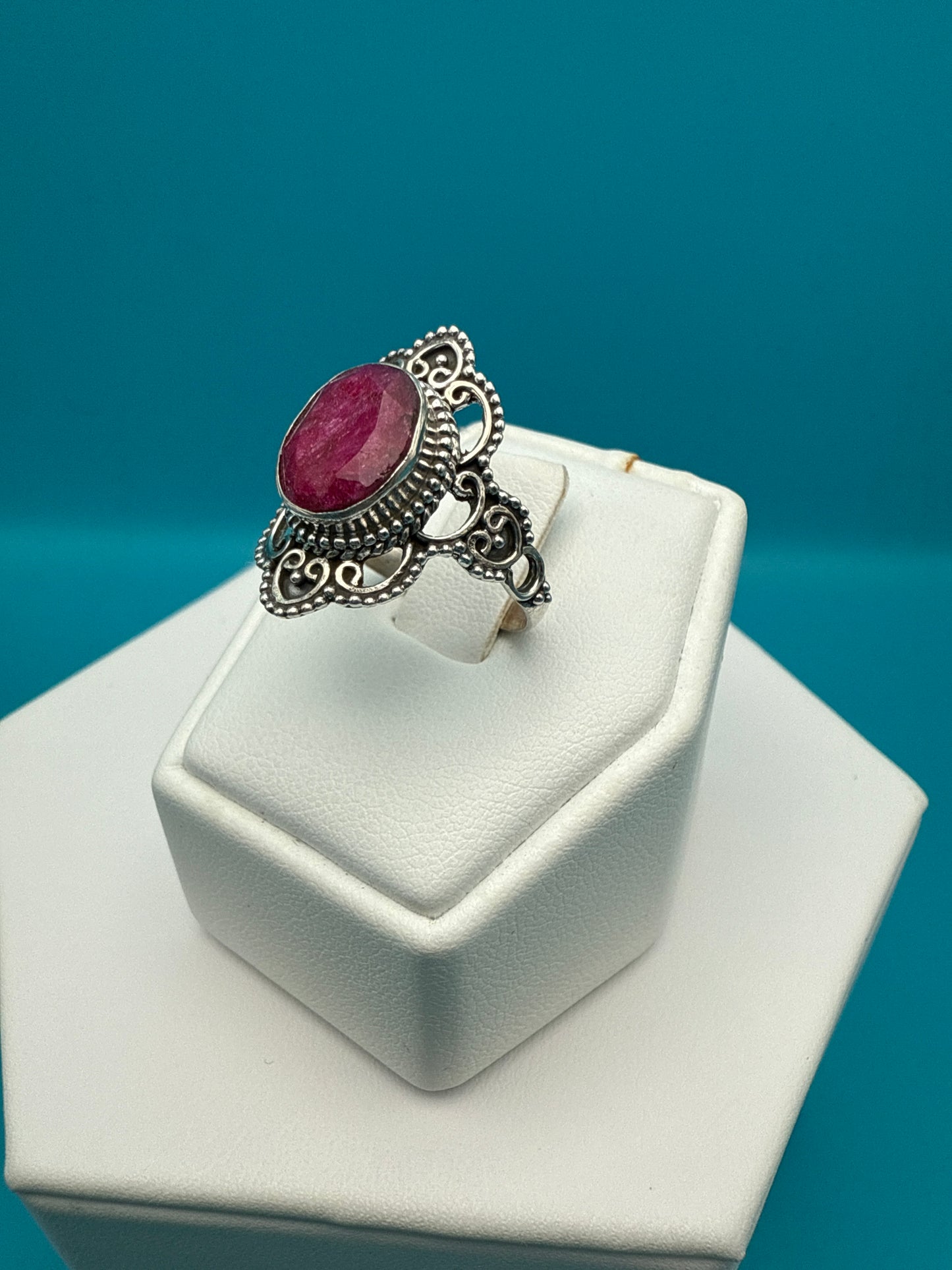 Ruby Sterling Silver Ring size 7