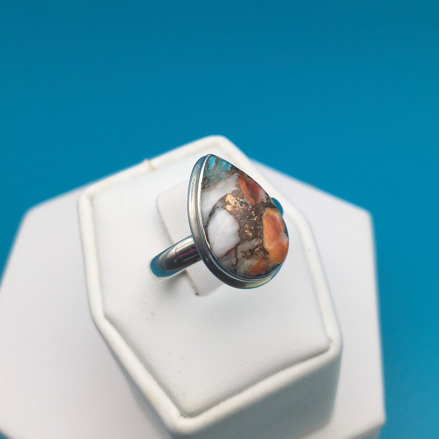 Spiny Oyster Arizona Turquoise Sterling Silver Ring size 9