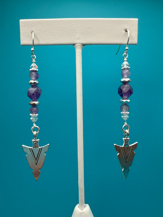 Amethyst Arrowhead Earrings