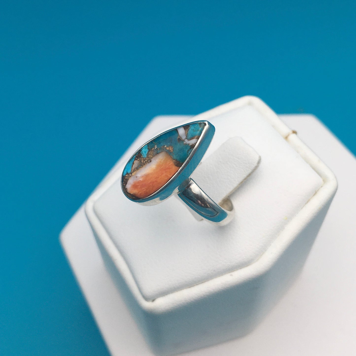 Spiny Oyster Arizona Turquoise Sterling Silver Ring size 6