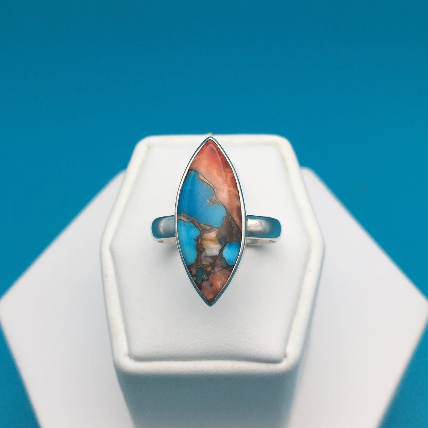 Spiny Oyster Arizona Turquoise Sterling Silver Ring size 7