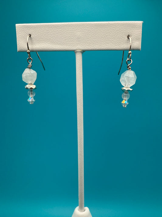 Rose Quartz Hematite & Crystal Earrings