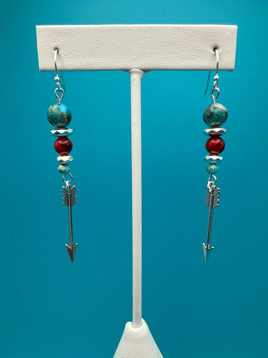 Turquoise & Red Arrow Earrings