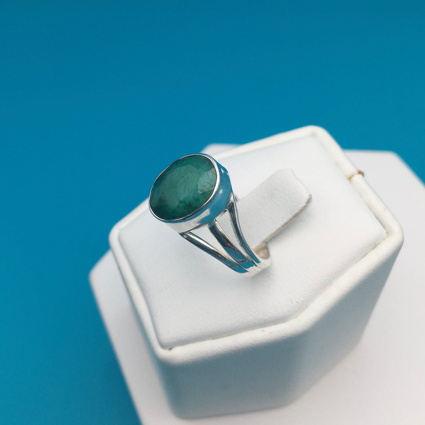 Emerald Silver Ring size 7