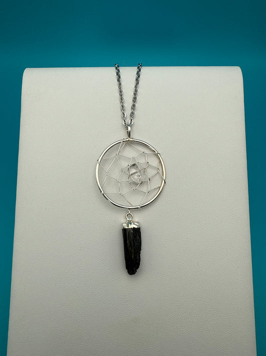 Quartz & Tourmaline Dreamcatcher Pendant