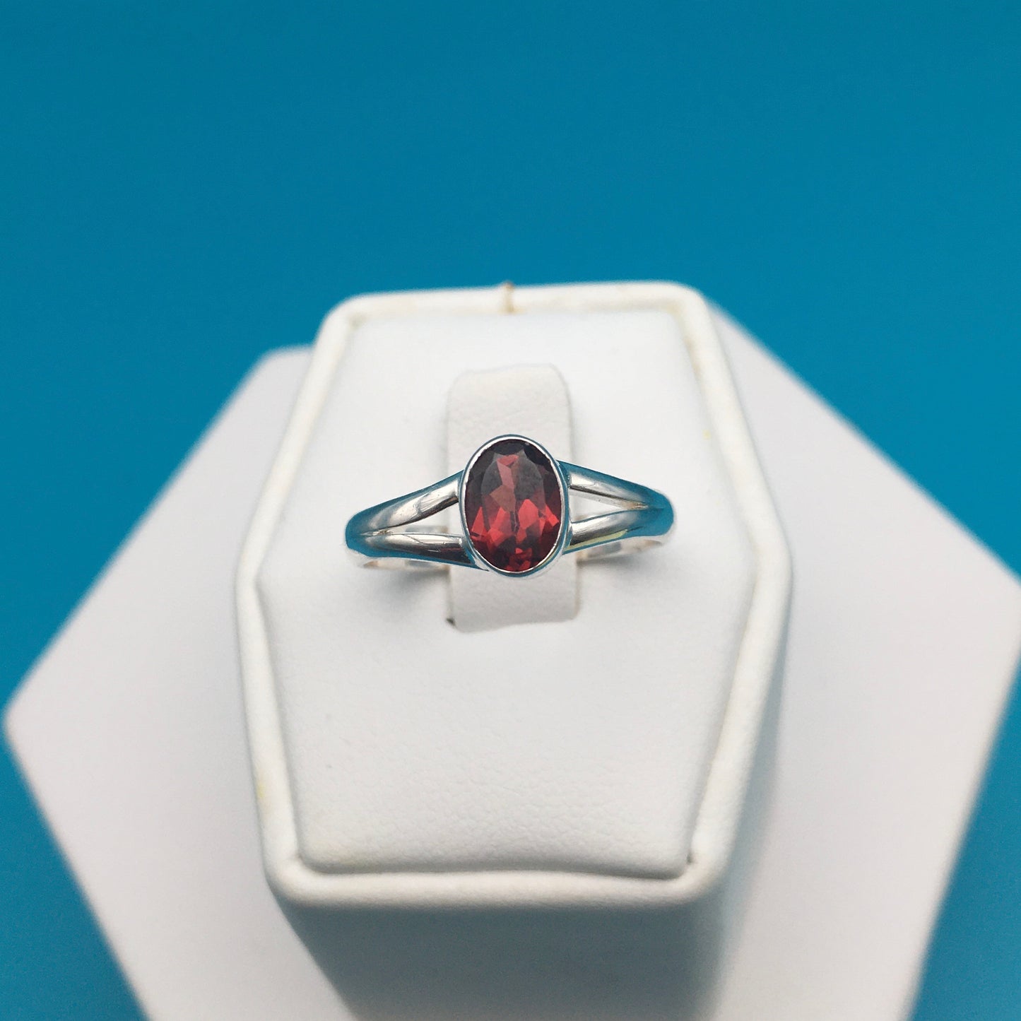 Garnet Sterling Silver Ring size 8
