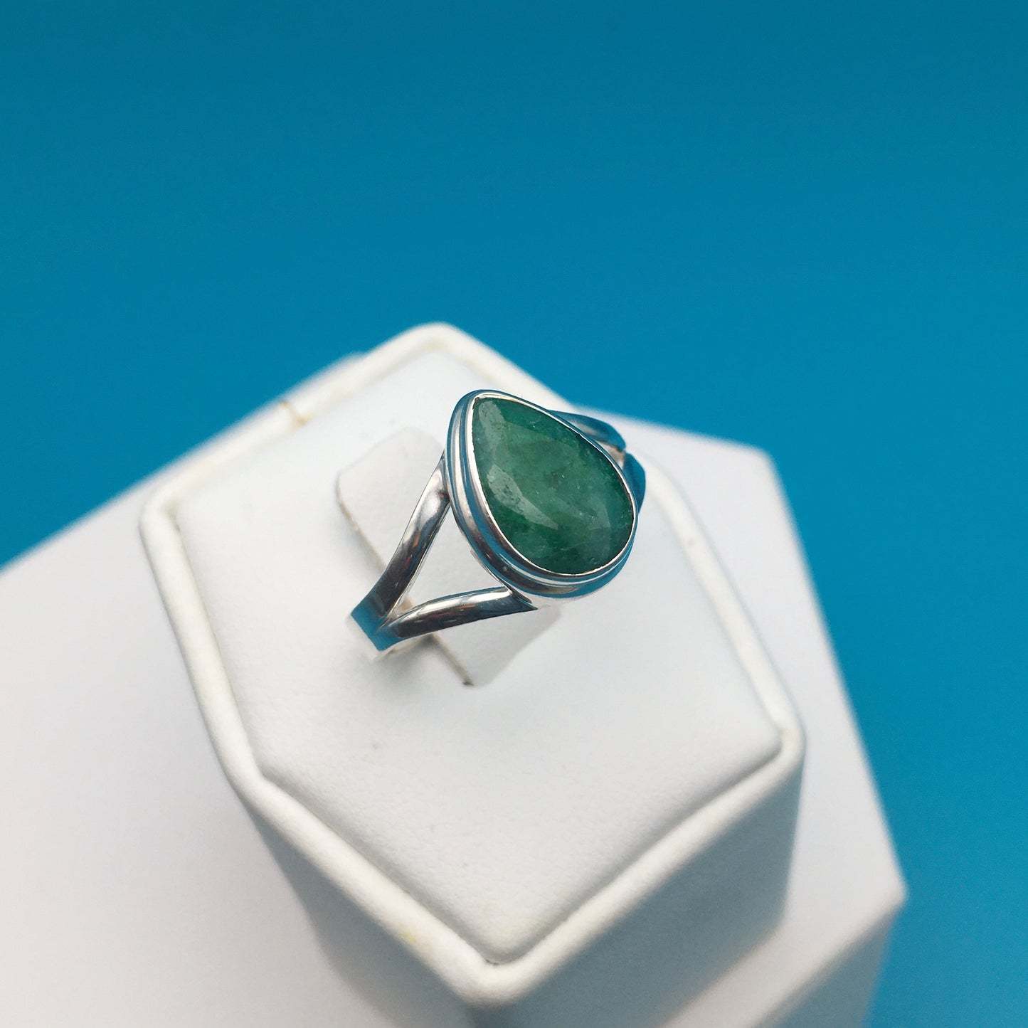 Emerald Sterling Silver Ring size 9