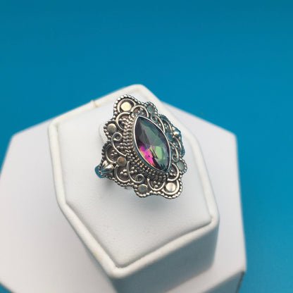 Mystic Topaz Sterling Silver Ring size 8