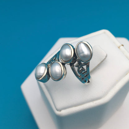 Fresh Water Pearls Sterling Silver Ring size 7