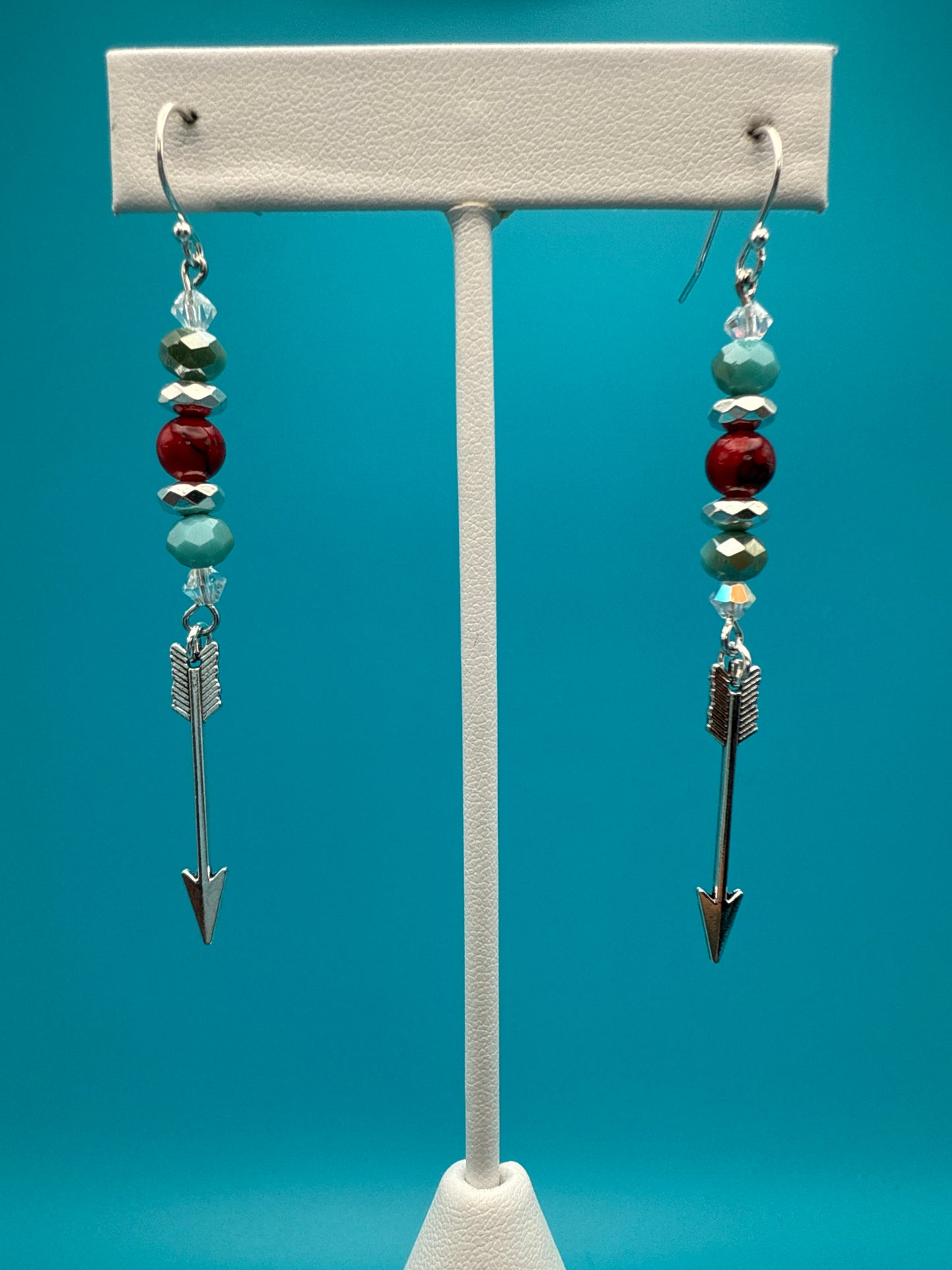 Red Tigers Eye & Hematite Arrow Earrings