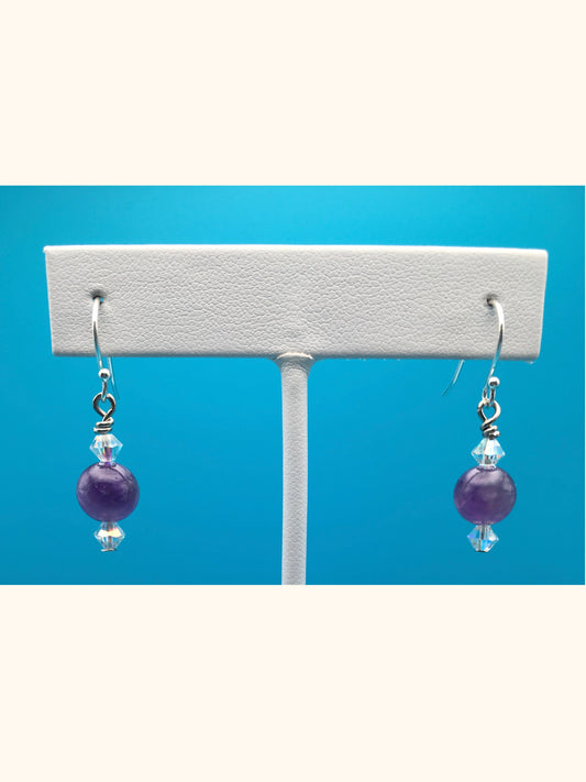 Amethyst Czech Crystal Drop Earrings