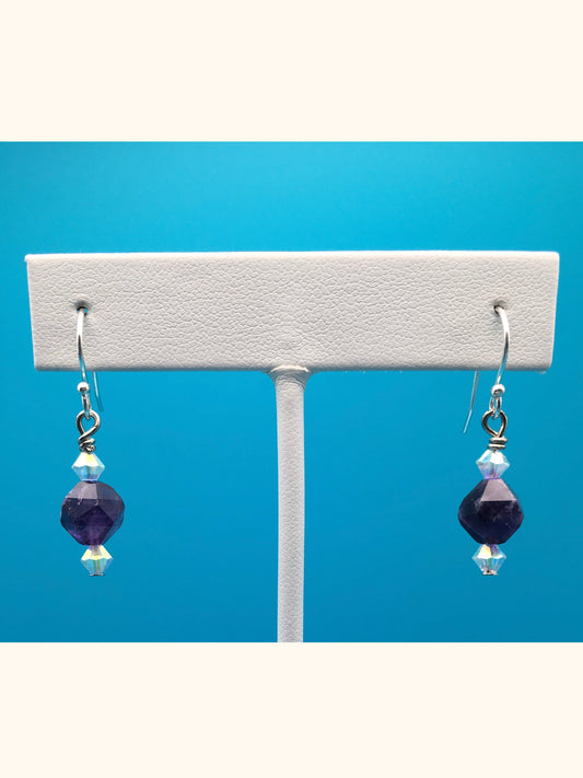 Amethyst Czech Crystal Drop Earrings