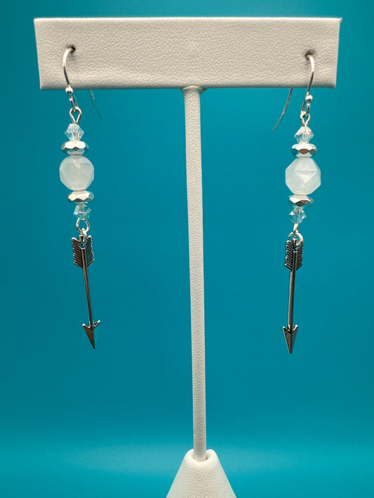 Quartz Hematite Arrows Earrings