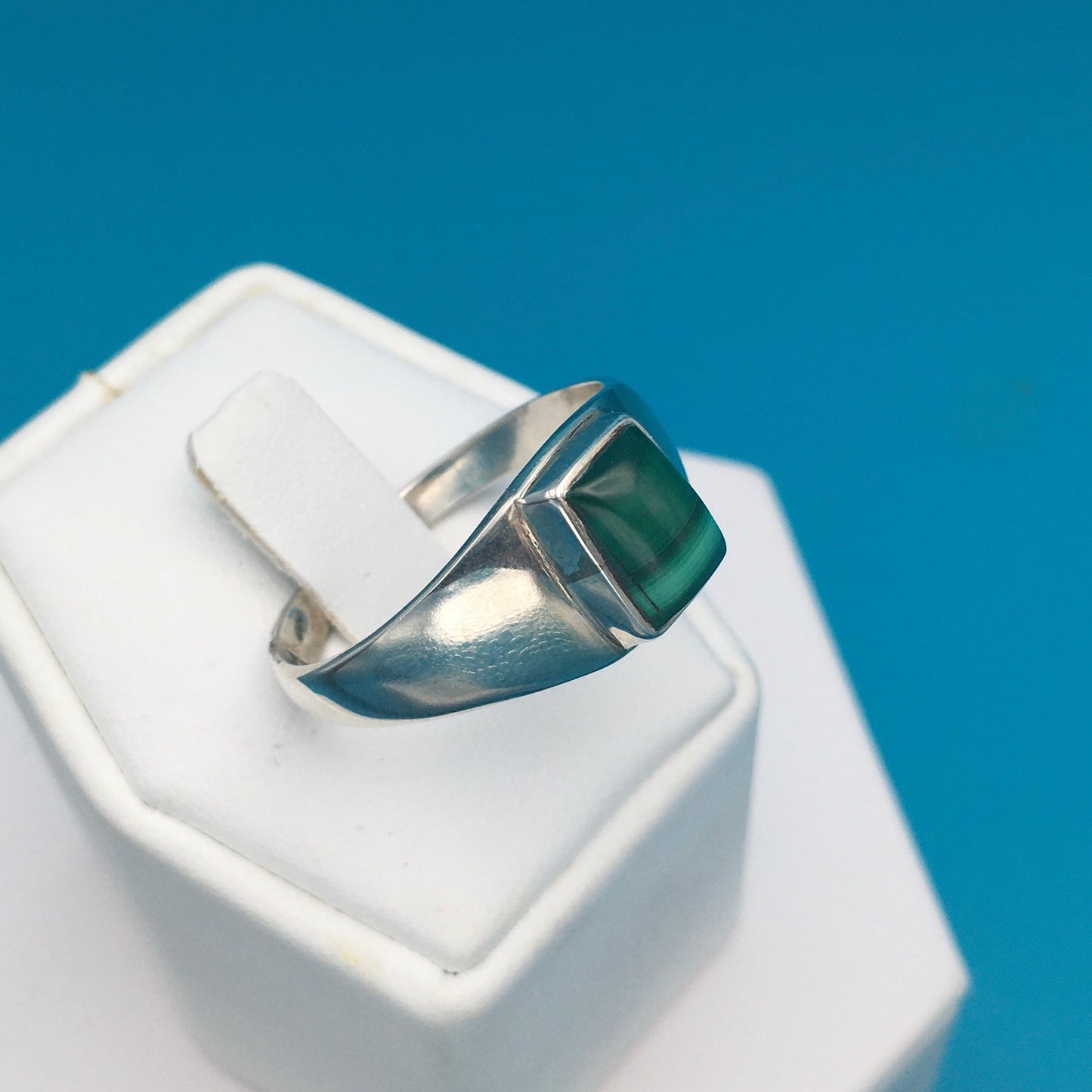 Malachite Sterling Silver Ring size 13