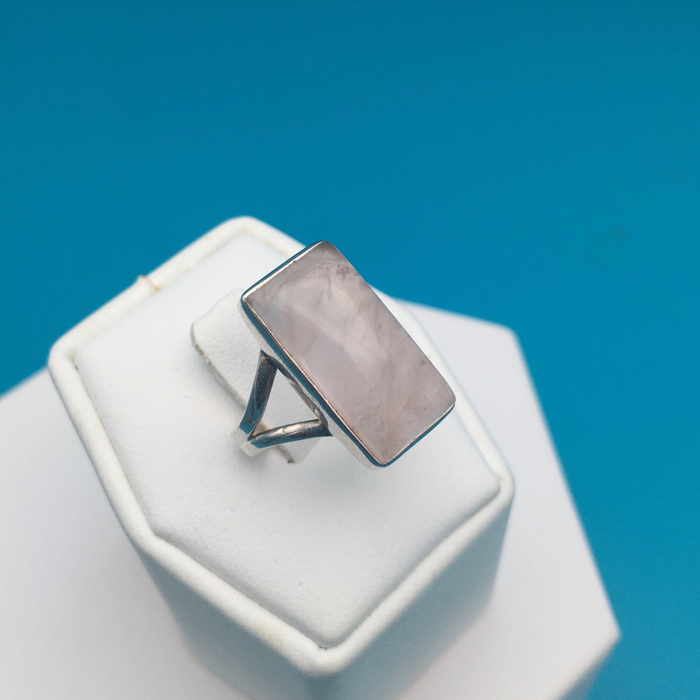 Rose Quartz Sterling Silver Ring size 6