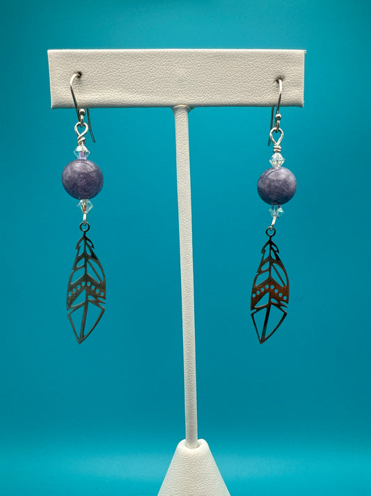 Aquamarine LQ Feather Earrings