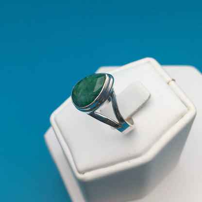 Emerald Sterling Silver Ring size 9