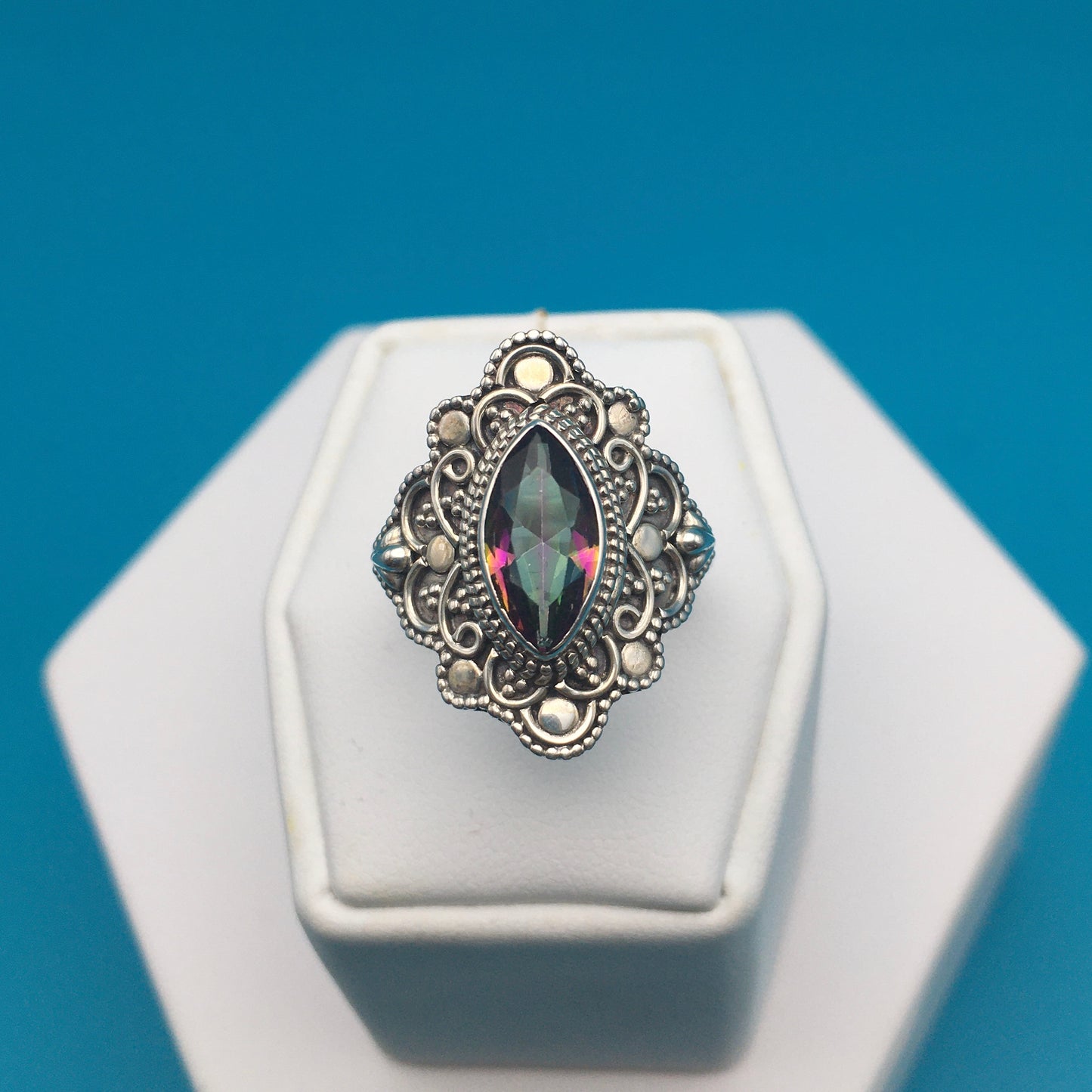 Mystic Topaz Sterling Silver Ring size 8