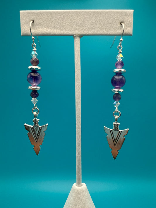 Amethyst Hematite Arrowheads Earrings