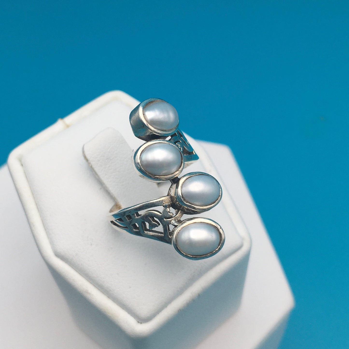 Fresh Water Pearls Sterling Silver Ring size 7