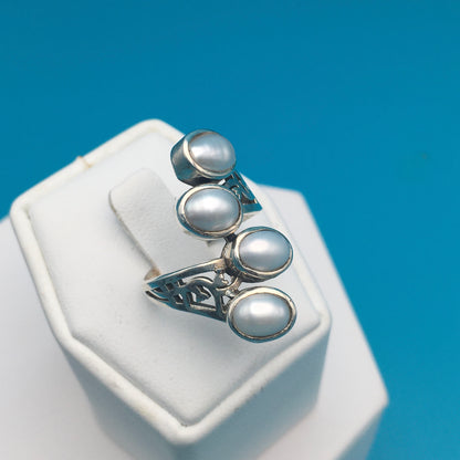 Fresh Water Pearls Sterling Silver Ring size 7