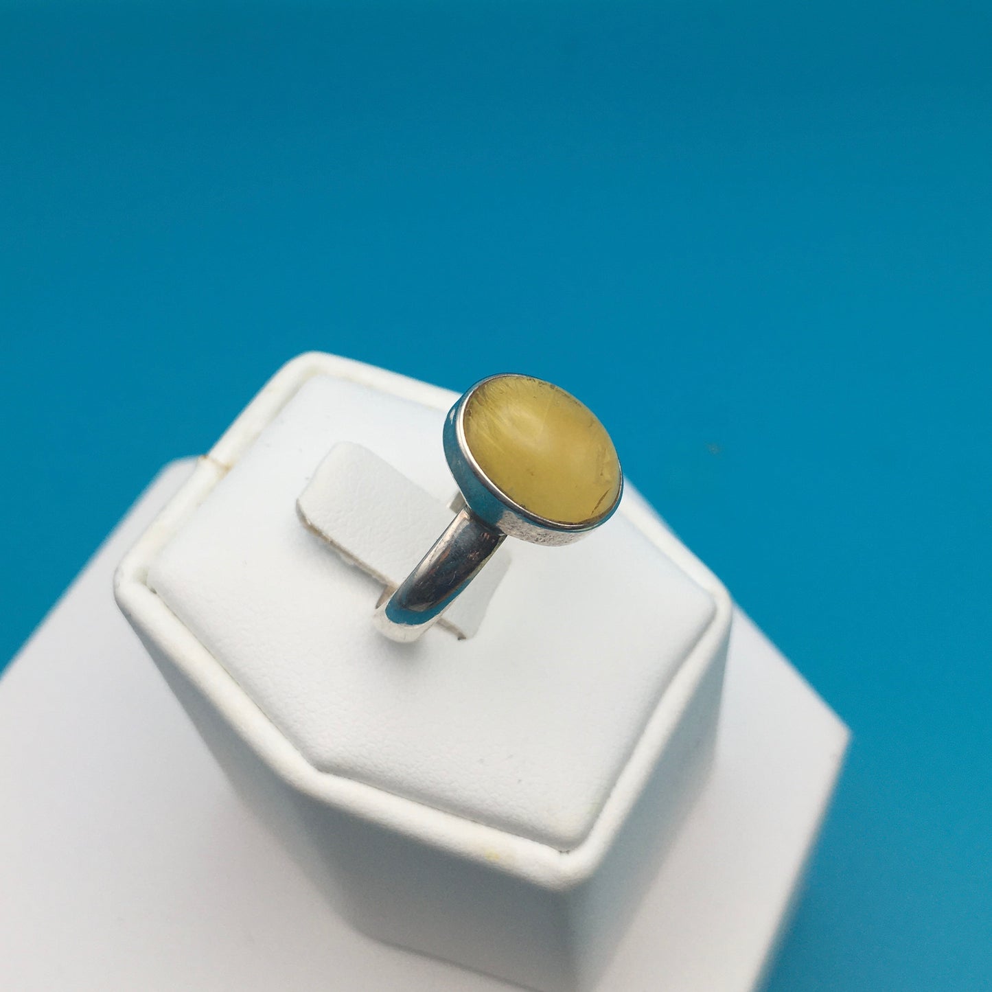 Amber Sterling Silver Ring size 8
