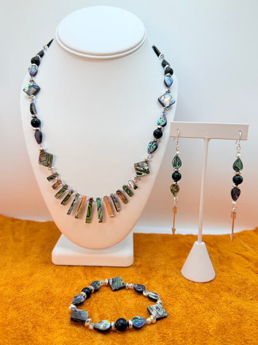 B.C. Jade and Abalone Necklace Set
