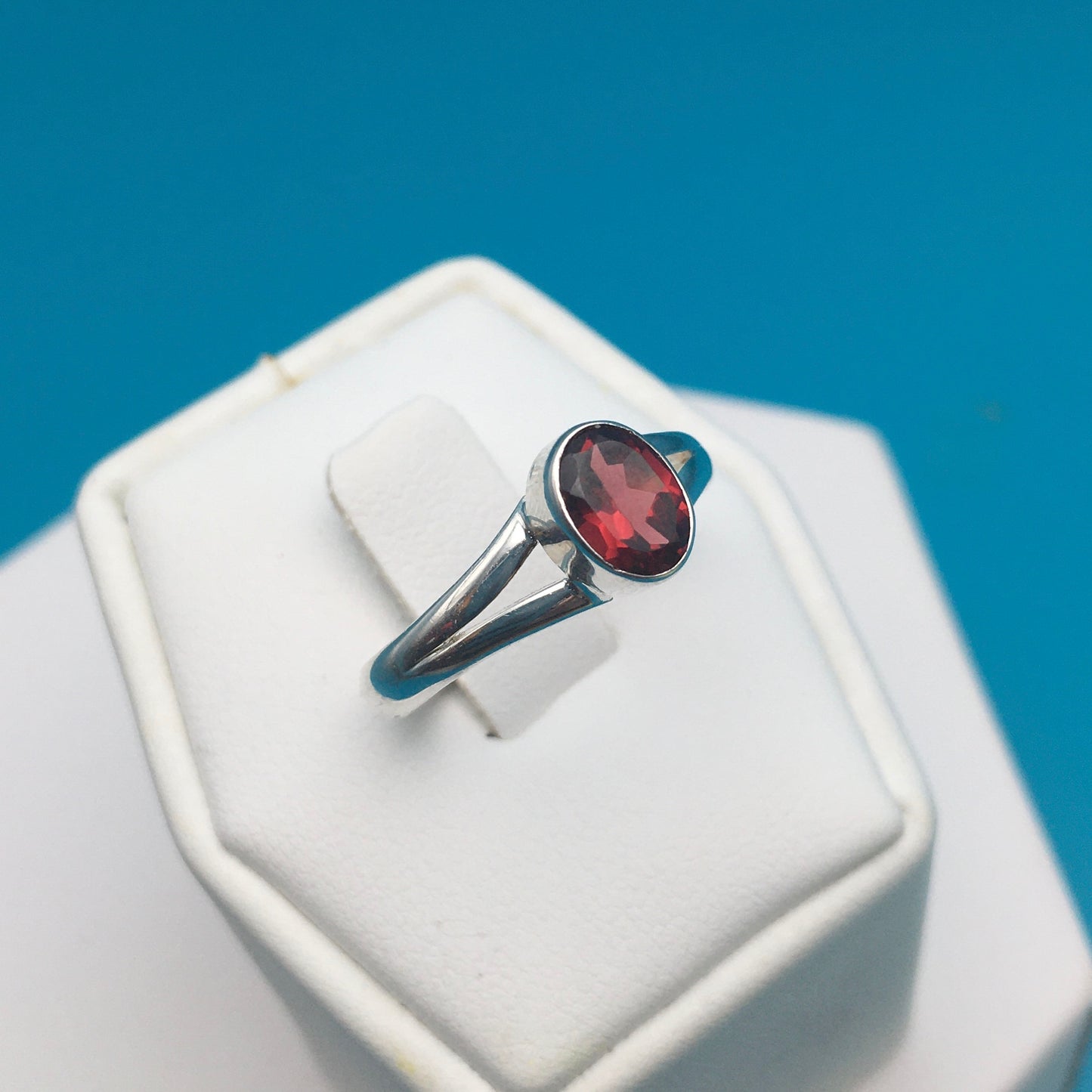 Garnet Sterling Silver Ring size 8