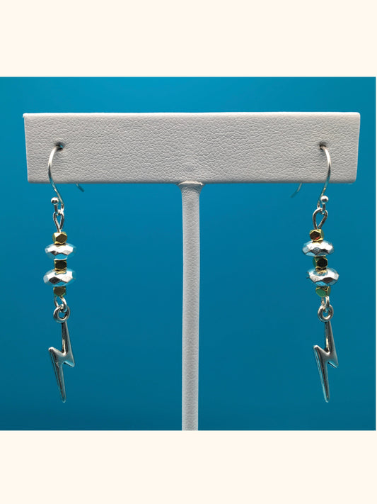 Hematite Lightning Charm Earrings