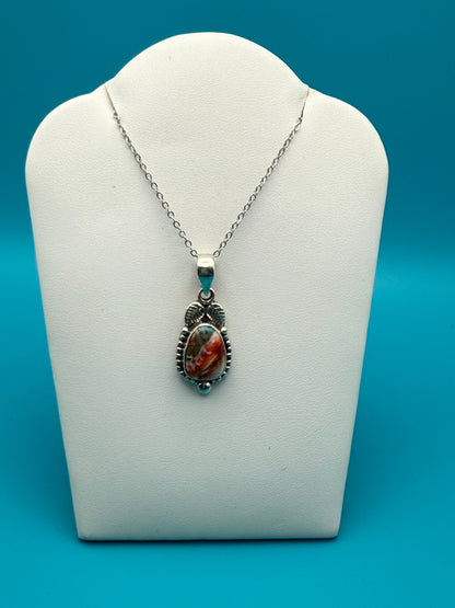 Spiny Oyster Arizona Turquoise Sterling Silver Pendant