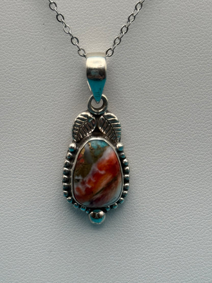 Spiny Oyster Arizona Turquoise Sterling Silver Pendant