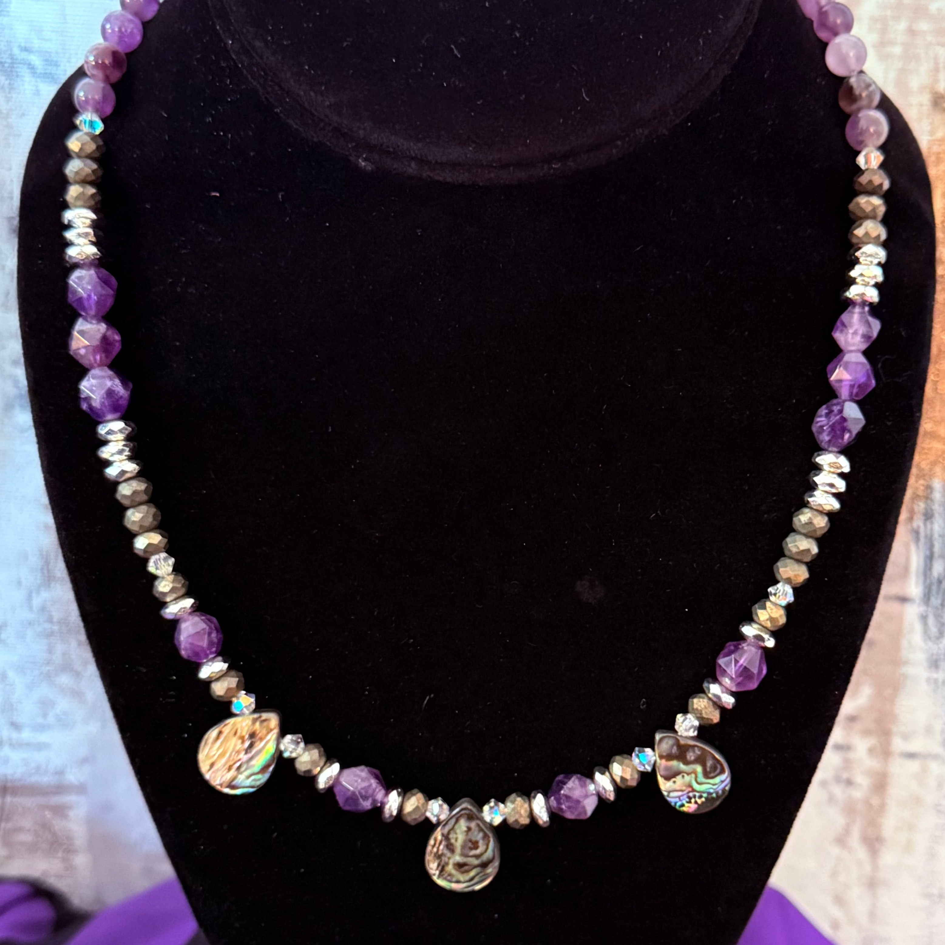 Amethyst and Abalone shell Necklace