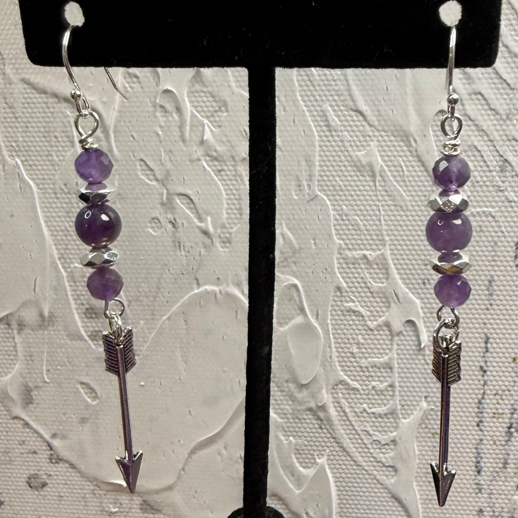 Amethyst Arrow Earrings