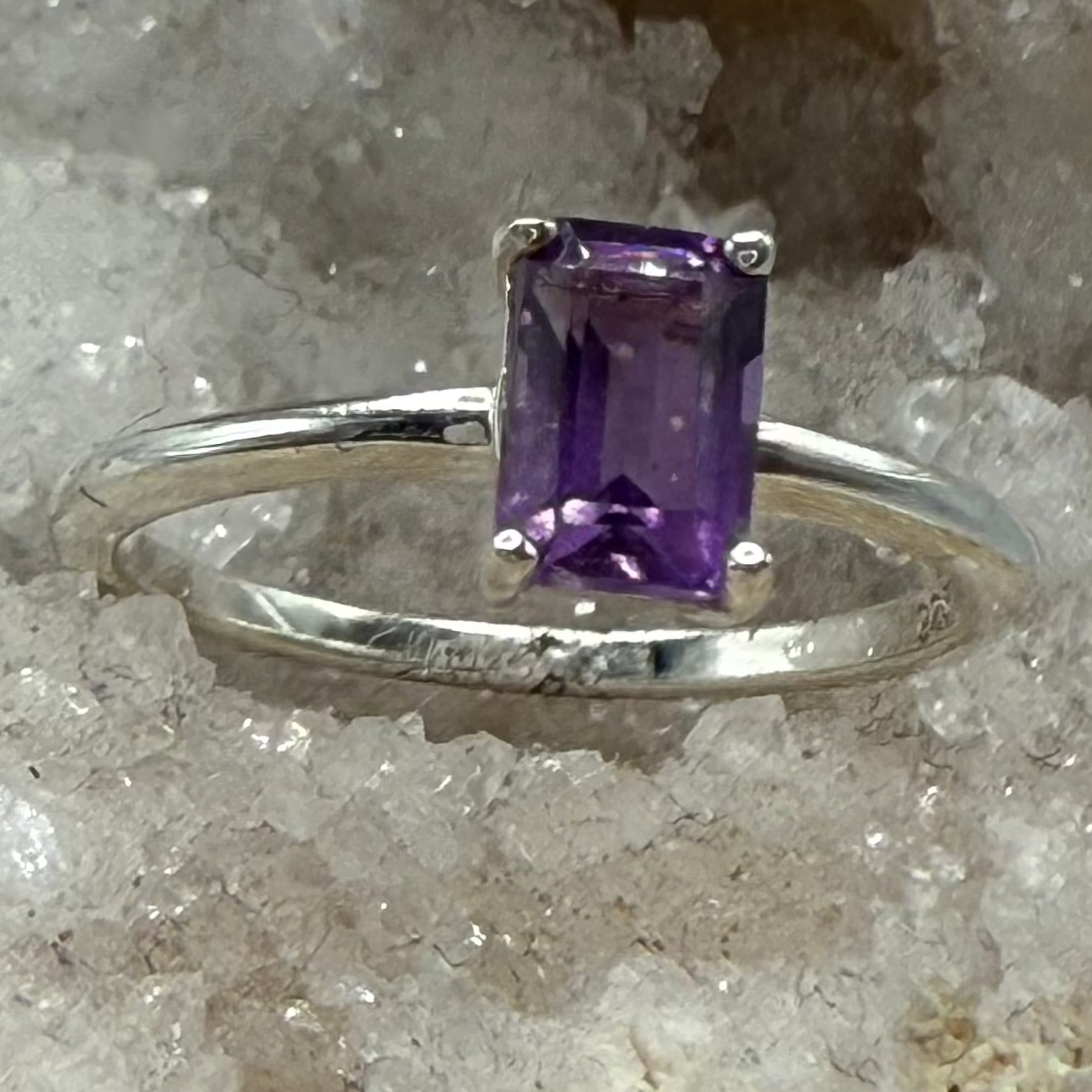 Amethyst Ring Sterling Silver Size 3