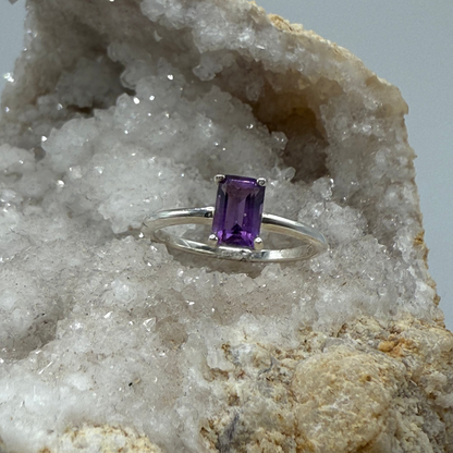Amethyst Ring Sterling Silver Size 3