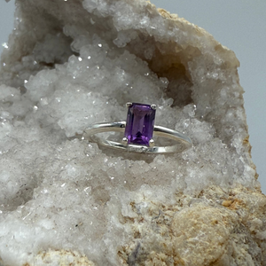 Amethyst Ring Sterling Silver Size 3