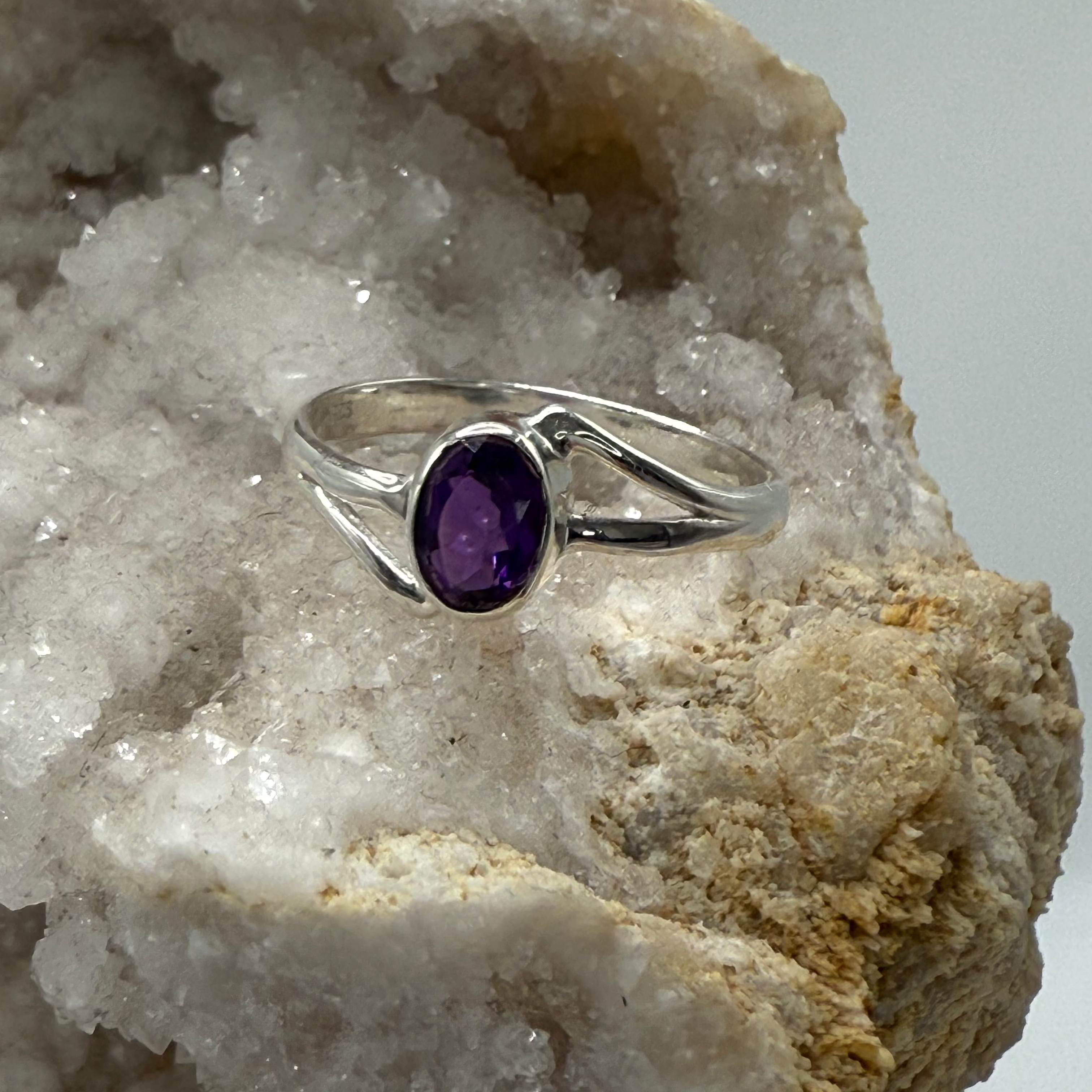 Amethyst Ring Sterling Silver Size 8