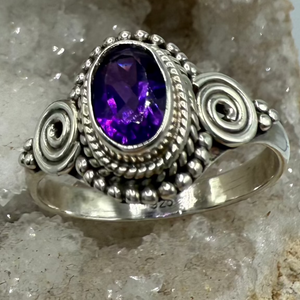 Amethyst Ring Sterling Silver Size 8