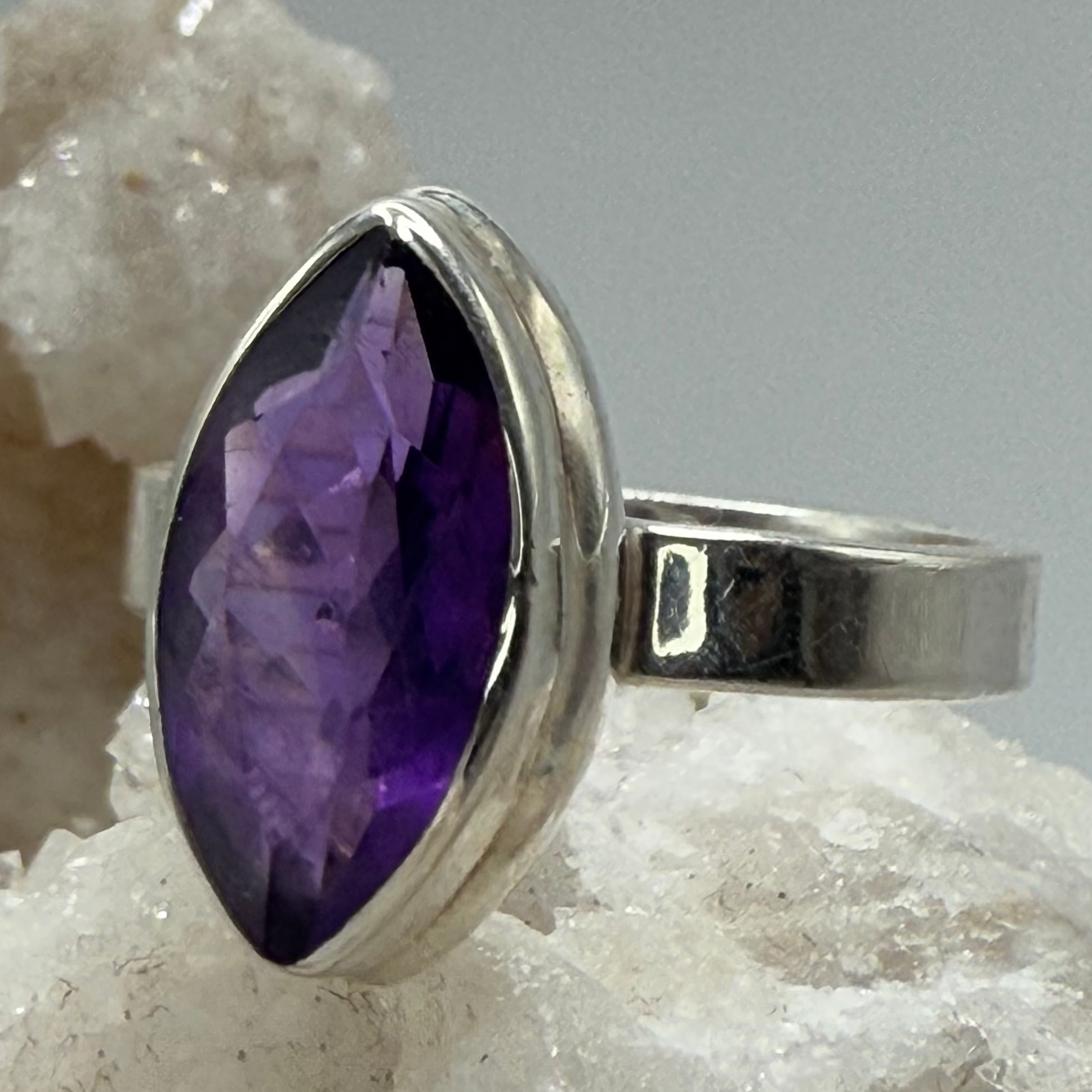 Amethyst Ring Sterling Silver Size 8