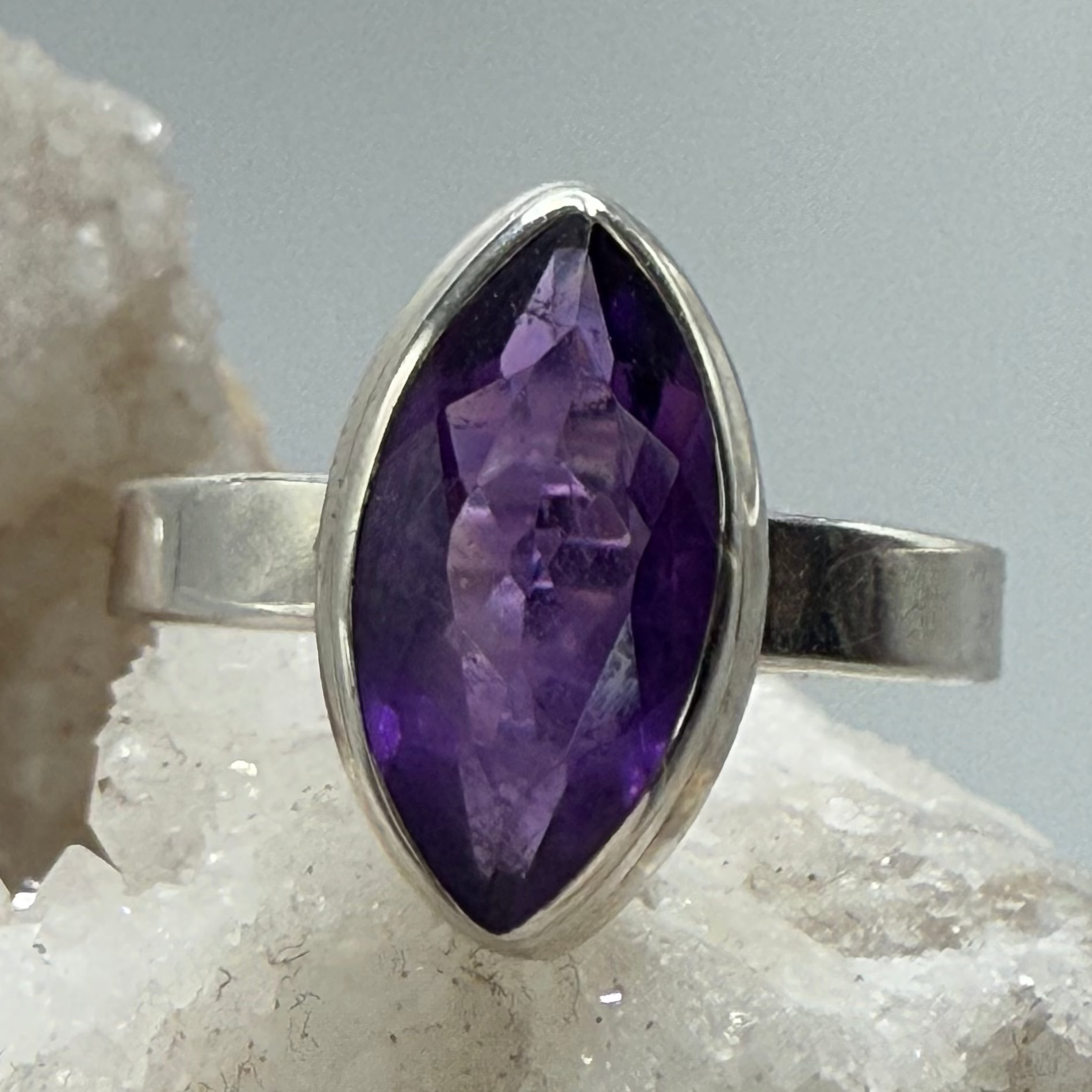 Amethyst Ring Sterling Silver Size 8