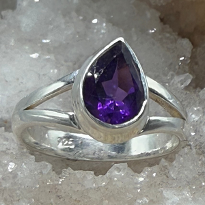 Amethyst Ring Sterling Silver Size 3