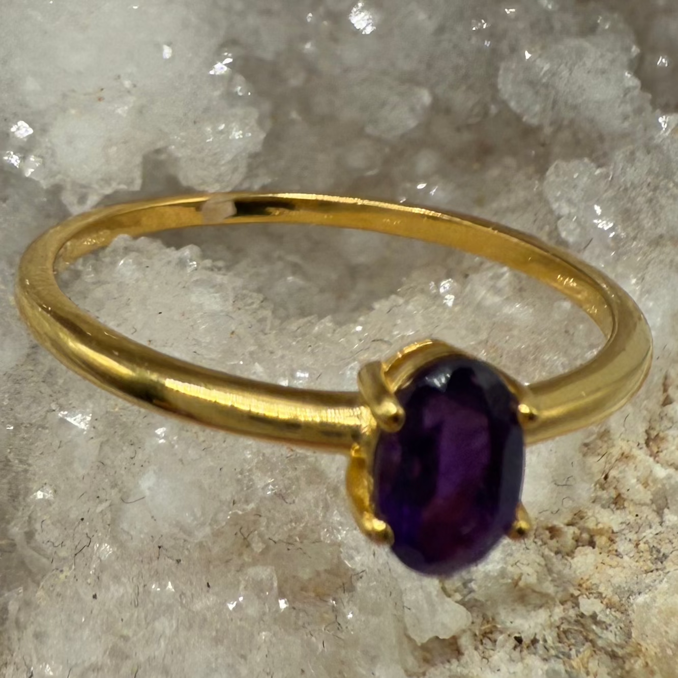 Amethyst Ring 18K Gold Size 5