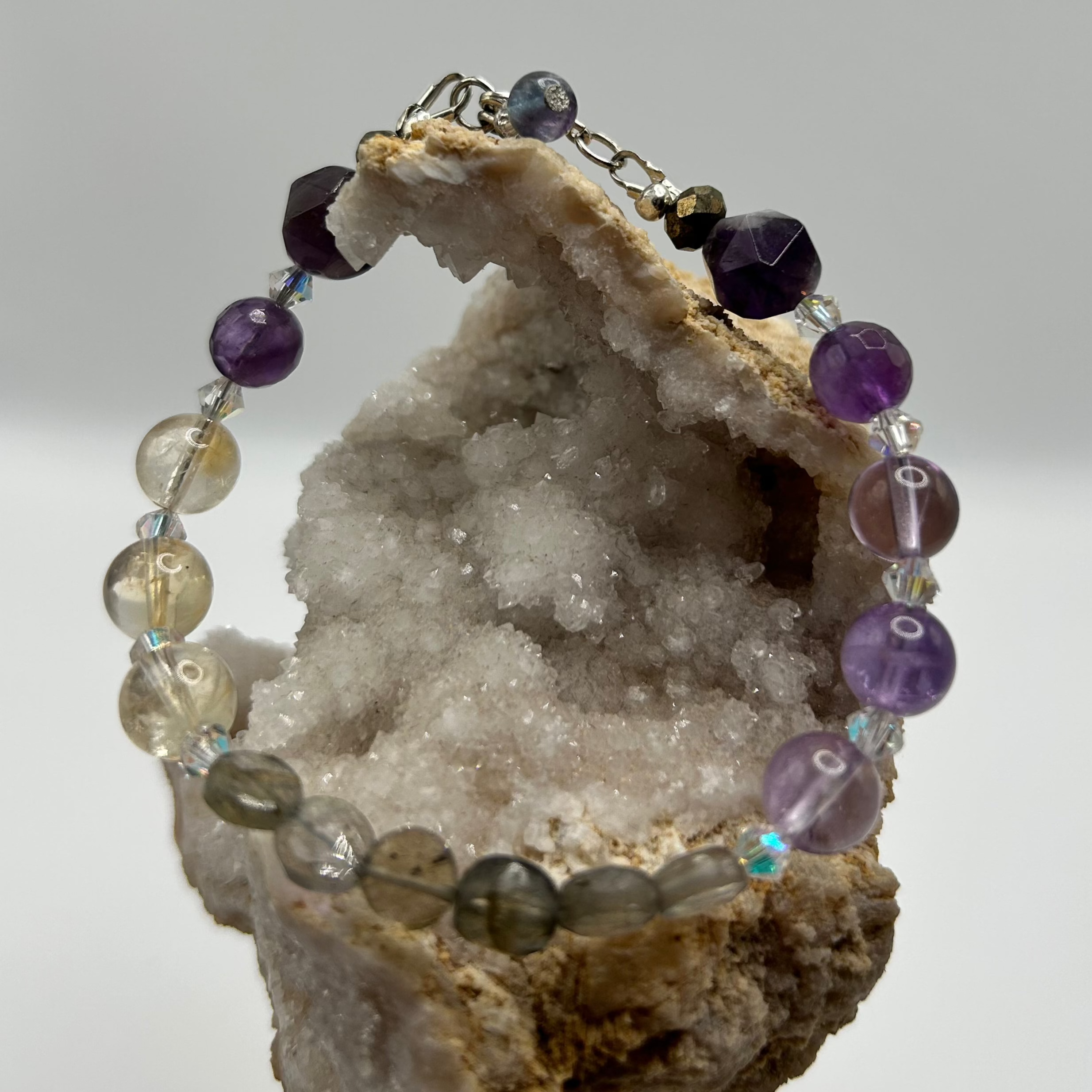 Multi-Stone Amethyst Bracelet with Sterling SIlver Clasp