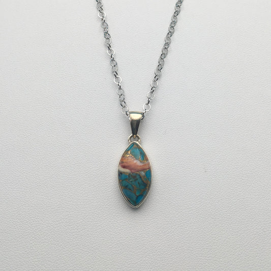 Spiny Oyster Arizona Turquoise Sterling Silver Pendant