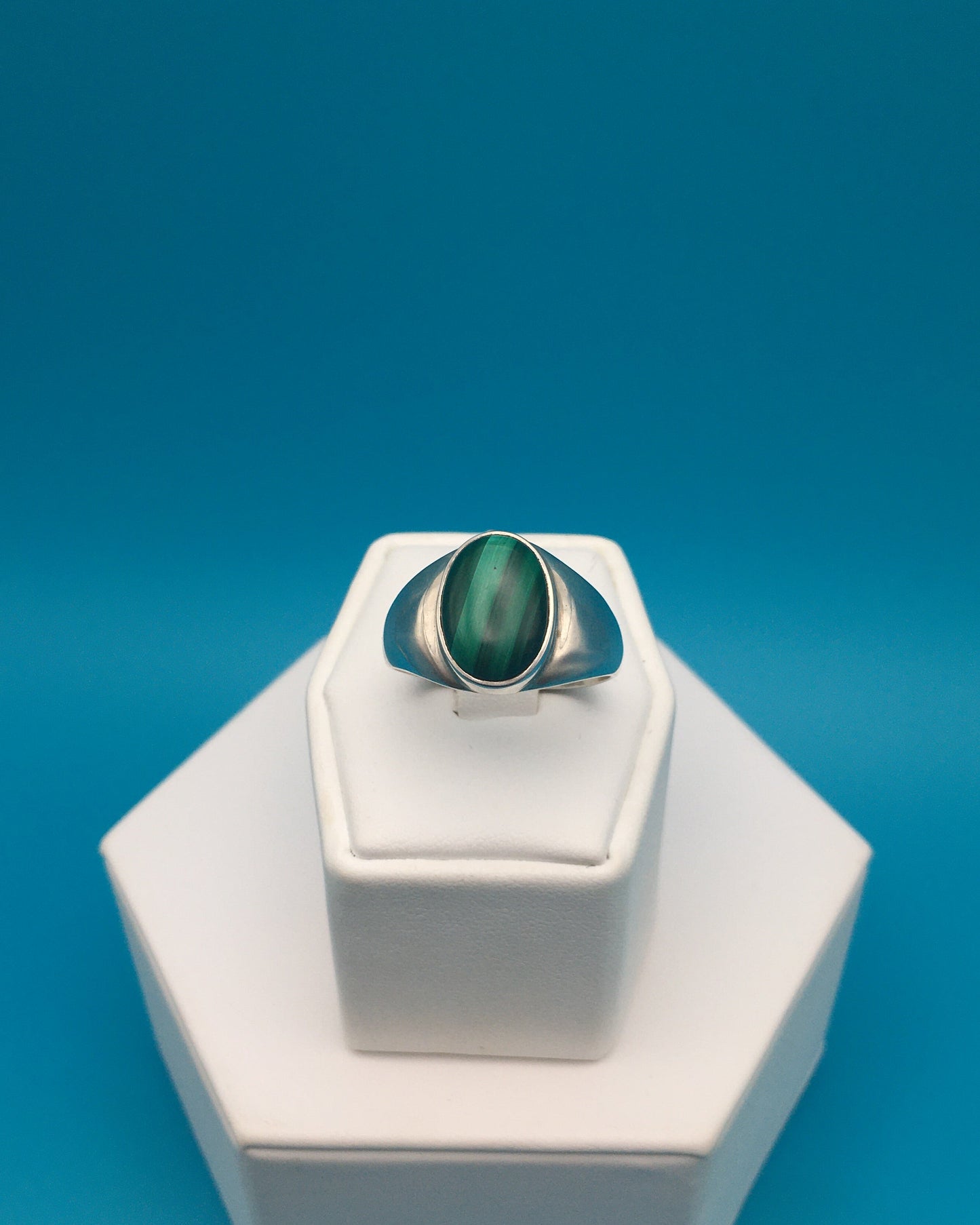 Malachite Sterling Silver Ring size 11
