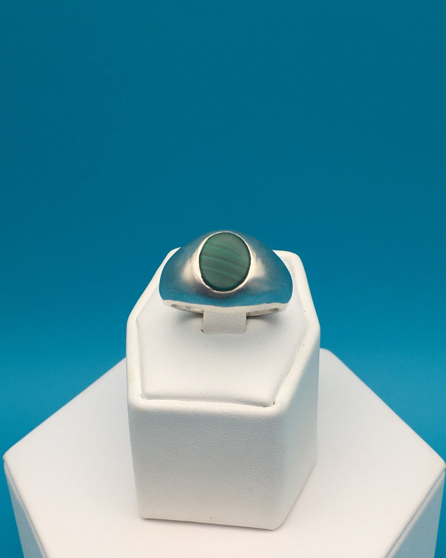 Malachite Sterling Silver Ring size 10